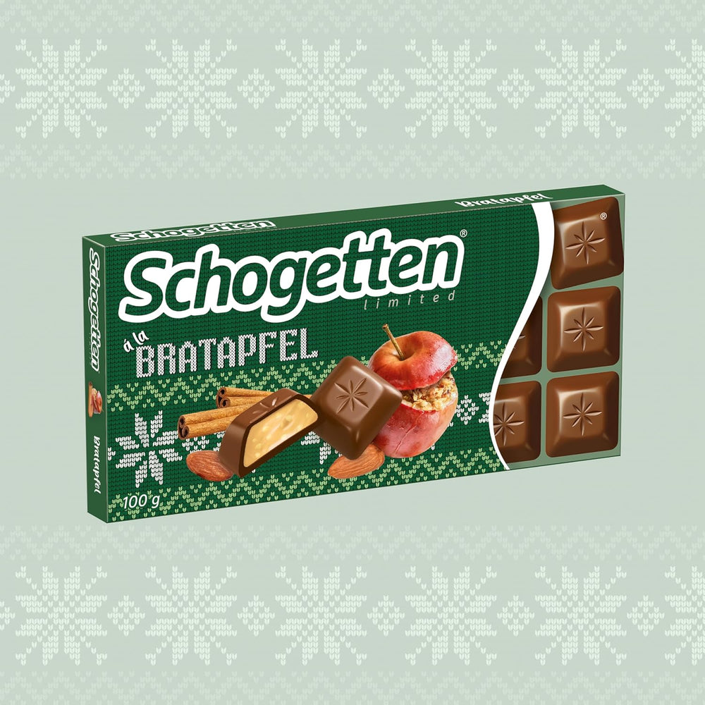 Schogetten Winter Edition érett almával I Csokoládé tábla 100g I tejcsokoládéval és kényelmes darabokban