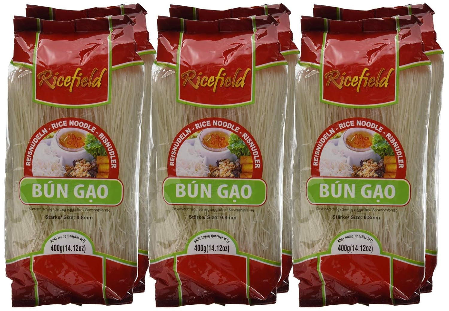 Ricefield Vermicelli 0,8 mm Bun Gao 6 csomag (6 x 400 g)