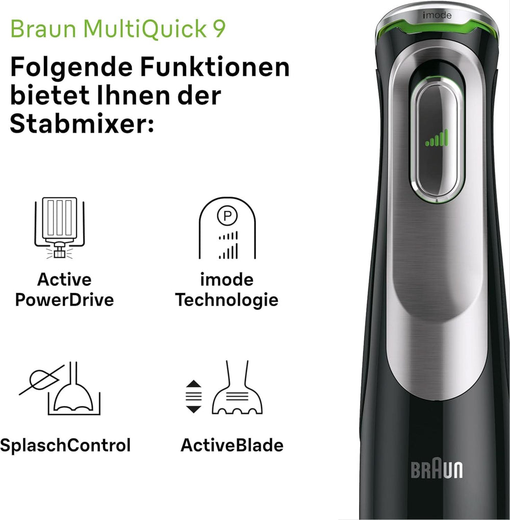 Braun Multiquick 9 MQ 9147X – 5 az 1-ben Stabmixer Mit Standmixer-Aufsatz, Zerkleinerer, Kartoffel- & Gemüsestampfer & Schneebesen, Stufenlose Geschwindigkeitsenstellung, 1200 W, Schwarz Naty Shop