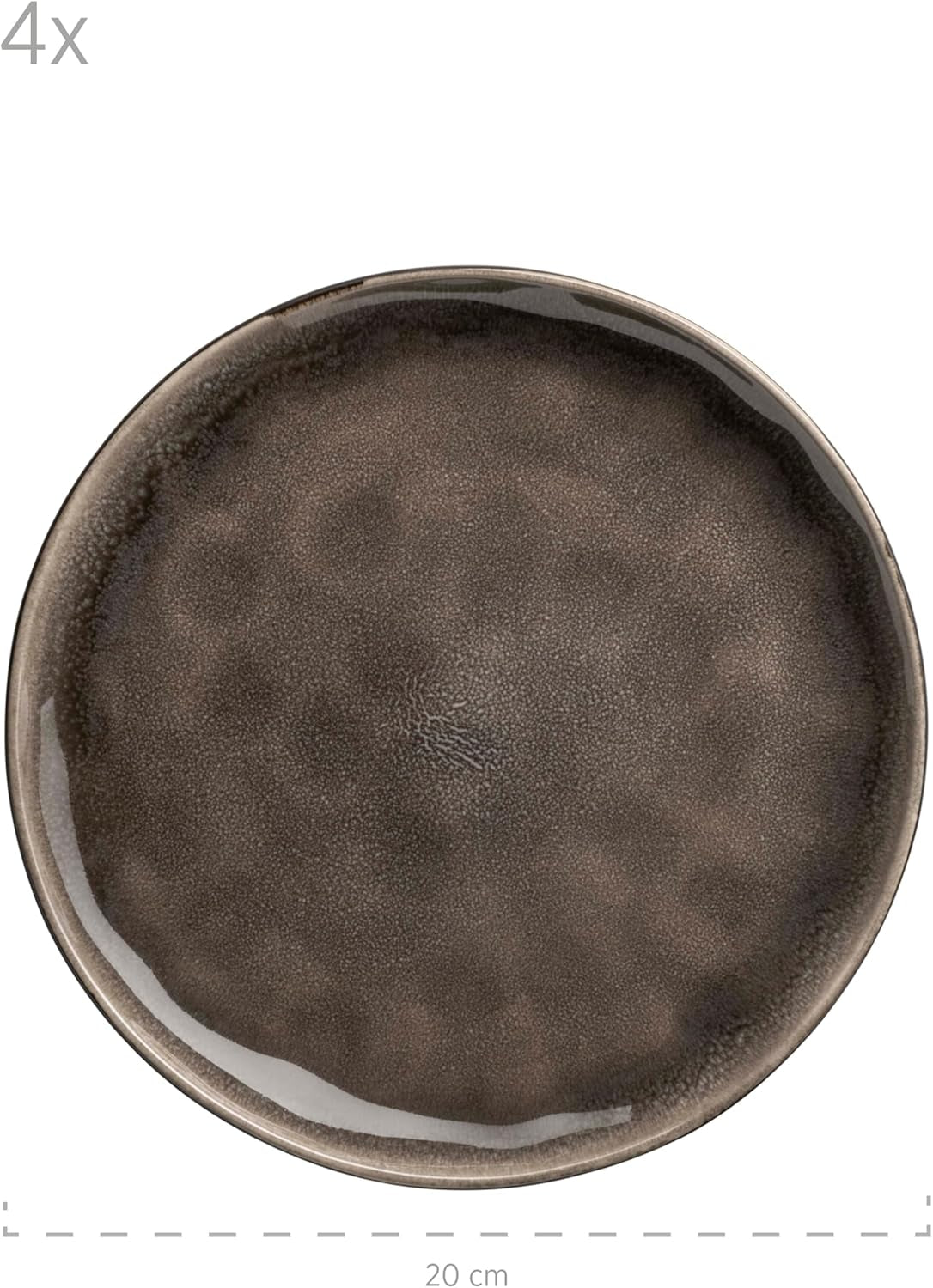 MÄSER 934073 Niara Organic Series, set de veselă modern pentru 4 persoane, cu aspect vintage incitant, serviciu combinat format din 16 piese cu o combinație specială de glazură în negru și maro, gresie