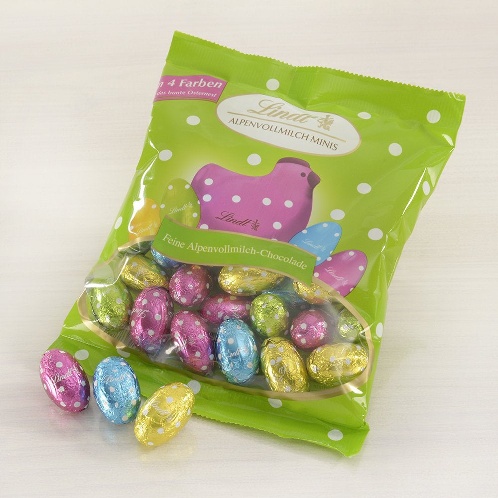 Micii Prieteni de Paște cu Ciocolată | 2 x 100 g și Decor de Ciocolată Mini Ouă cu Lapte Alpin | 2 x 180 g Pliculețe | Ouă de ciocolată cu lapte premium, ambalate vesel și colorat, în patru culori, pentru Paște
