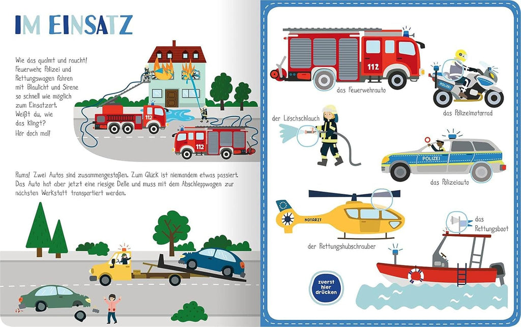 Cartea mea colorată cu sunete - Vehicule: cu peste 40 de sunete | Carte cu sunete de înaltă calitate cu sunete realiste de vehicule pentru copii cu vârsta de 24 de luni și peste Jucarii Bebe Naty Shop