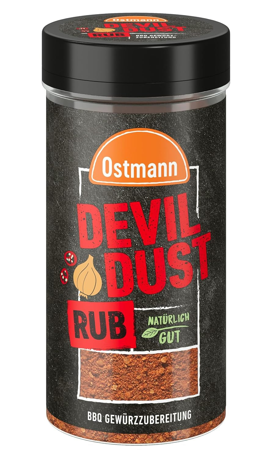 Ostmann Gewürze - Ördögpor | BBQ Rub Gewürzzubereitung | Scharfe Trockenmarinade für Grillfleisch | 140 g Streuerben