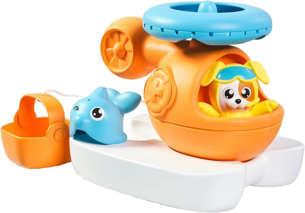TOMY T72097 Familia de broaște țestoase, Distracție colorată pentru baie și învățare pentru cadă, piscină și bazin de înot, Jucărie pentru cadă, Jucărie de apă pentru cadă, Jucărie pentru bebeluși, Cadouri de naștere, De la 12 luni Jucarii Bebe Naty Shop Elicopter de salvare Plantsch
