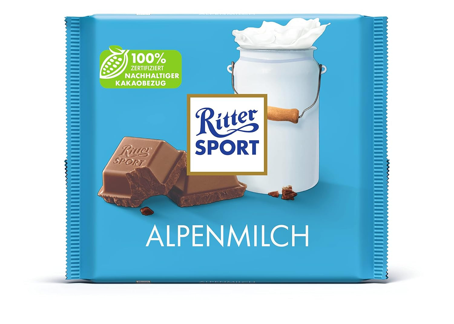Ritter Sport 250 g alpesi tejcsokoládé, A legfinomabb teljes tejcsokoládé krémes ízzel, Klasszikus csokoládé, ossza meg barátaival, 11 tábla x 250 g