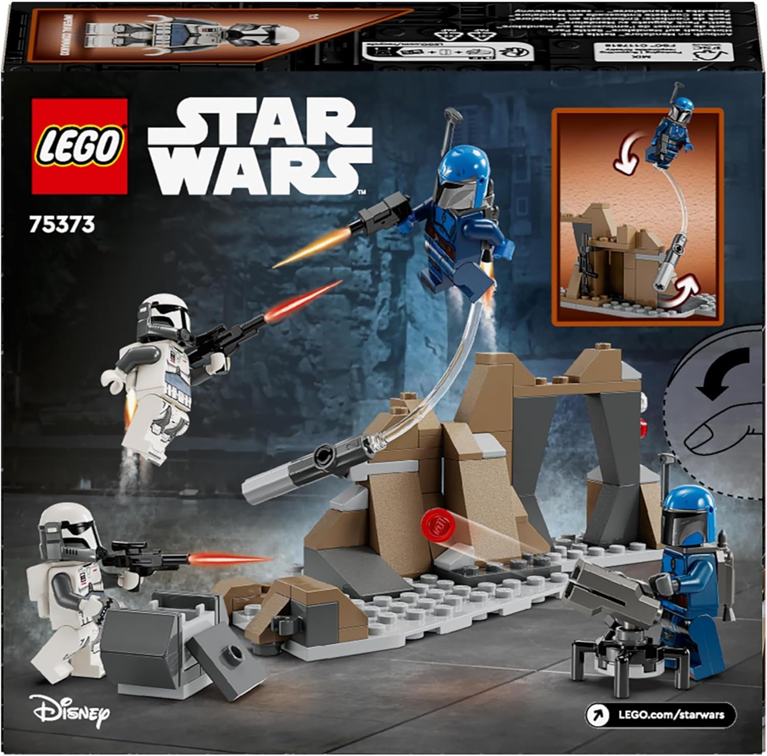 LEGO Star Wars: Mandalorian Ambush a Mandalore csatacsomagon, kalandépítő játék gyerekeknek, gyűjthető akciókészlet, ajándékötlet fiúknak és lányoknak 75373 építőkészletek Besuche den LEGO-Store