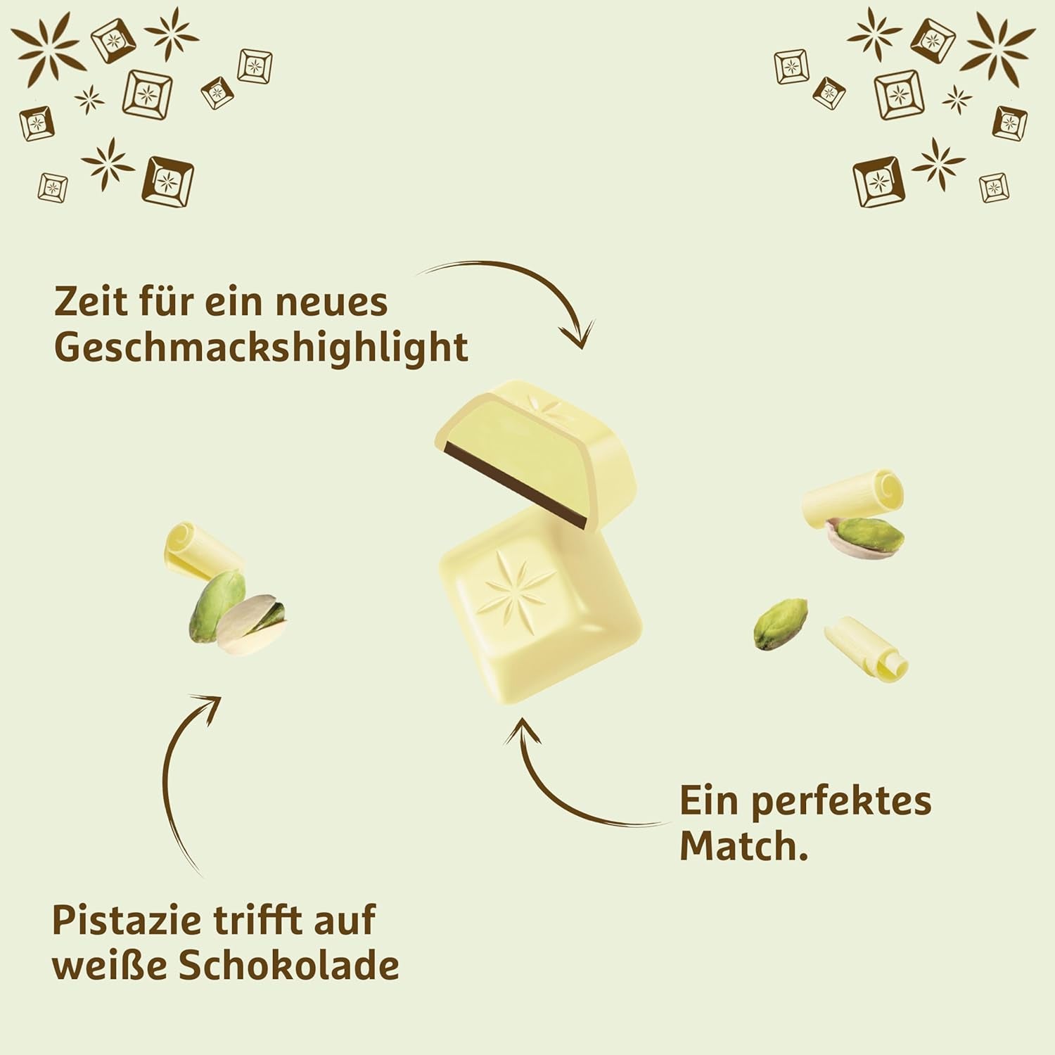Schogetten fehér pisztácia | Fehér csokoládé pisztácikrémes töltelékkel | 100 g | Kényelmesen adagolható (3 db-os csomag)