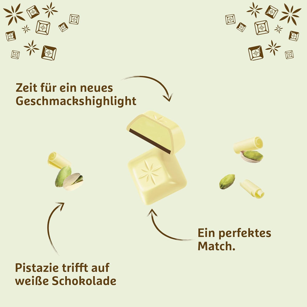 Schogetten fehér pisztácia | Fehér csokoládé pisztácikrémes töltelékkel | 100 g | Kényelmesen adagolható (3 db-os csomag)