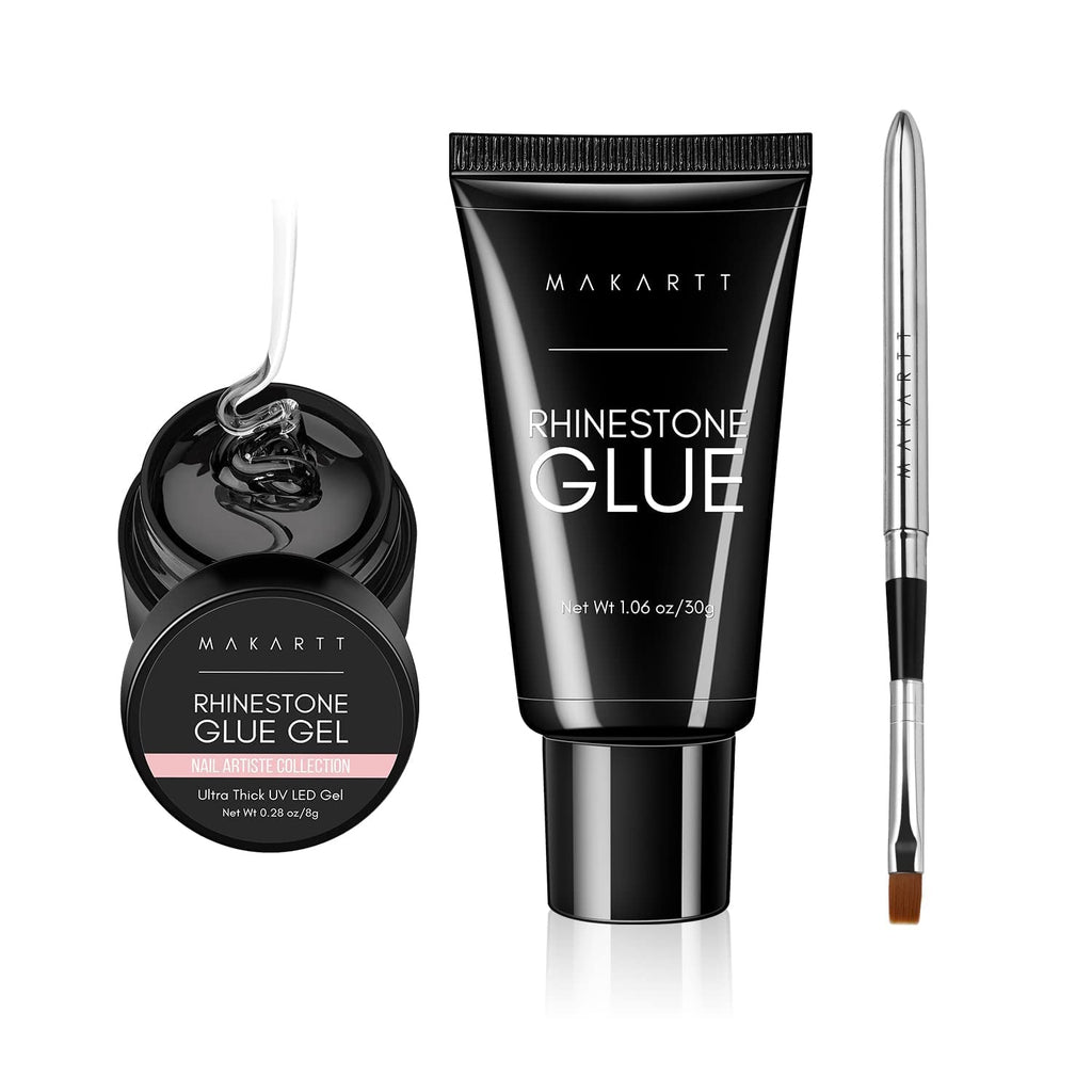 Makartt Rhinestone Glue Gel 3D Gel Nail Art Super Strassstein Kleber Für Nägel, Um Verschiedene Strasssteine Anzukleben and 3D Designs and Nail Charms, Perfekt Für Uv/Led-Lampe Geeignet, 30G