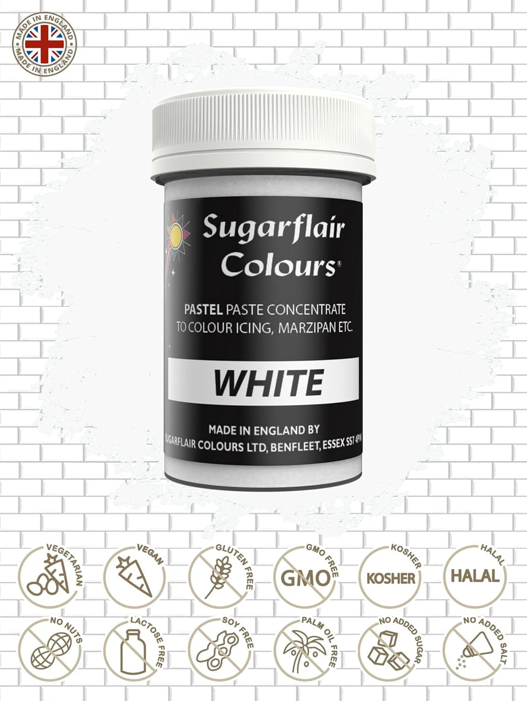 Colorant alimentar alb pentru paste Sugarflair, colorant alimentar pentru paste, fondant și marțipan, coloranți pastă - 25g