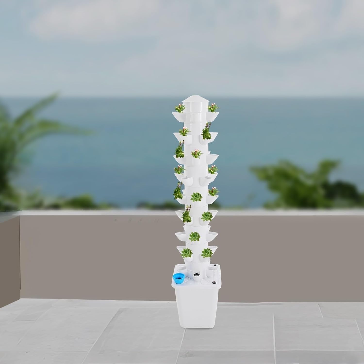 Hidroponikus rendszer Hidroponikus torony beltéri gyógynövénykerti hidroponikus termesztőrendszer 45 ültetési hellyel Vízszivattyú víztartály 20 literes függőleges virágok és zöldségek számára