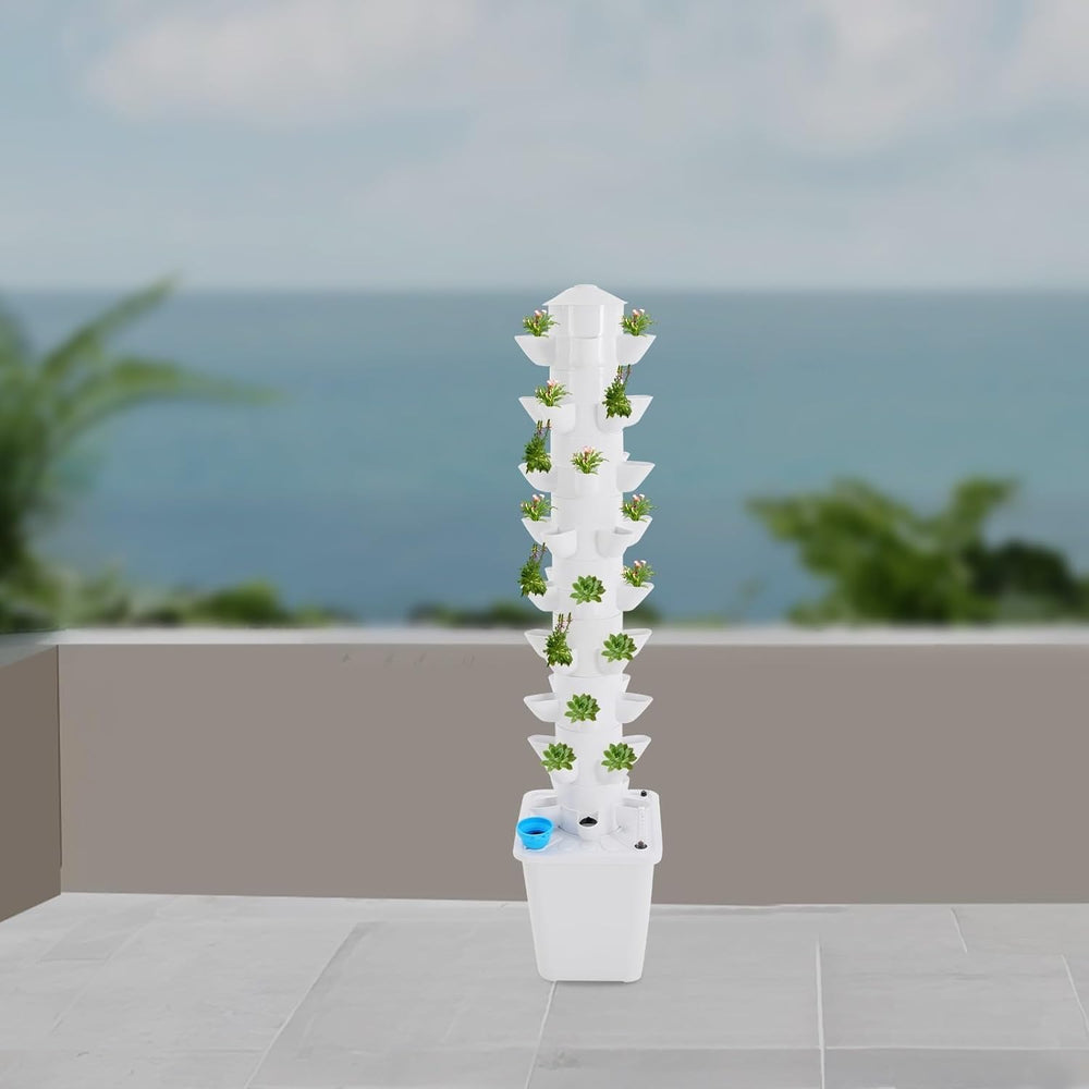 Hidroponikus rendszer Hidroponikus torony beltéri gyógynövénykerti hidroponikus termesztőrendszer 45 ültetési hellyel Vízszivattyú víztartály 20 literes függőleges virágok és zöldségek számára