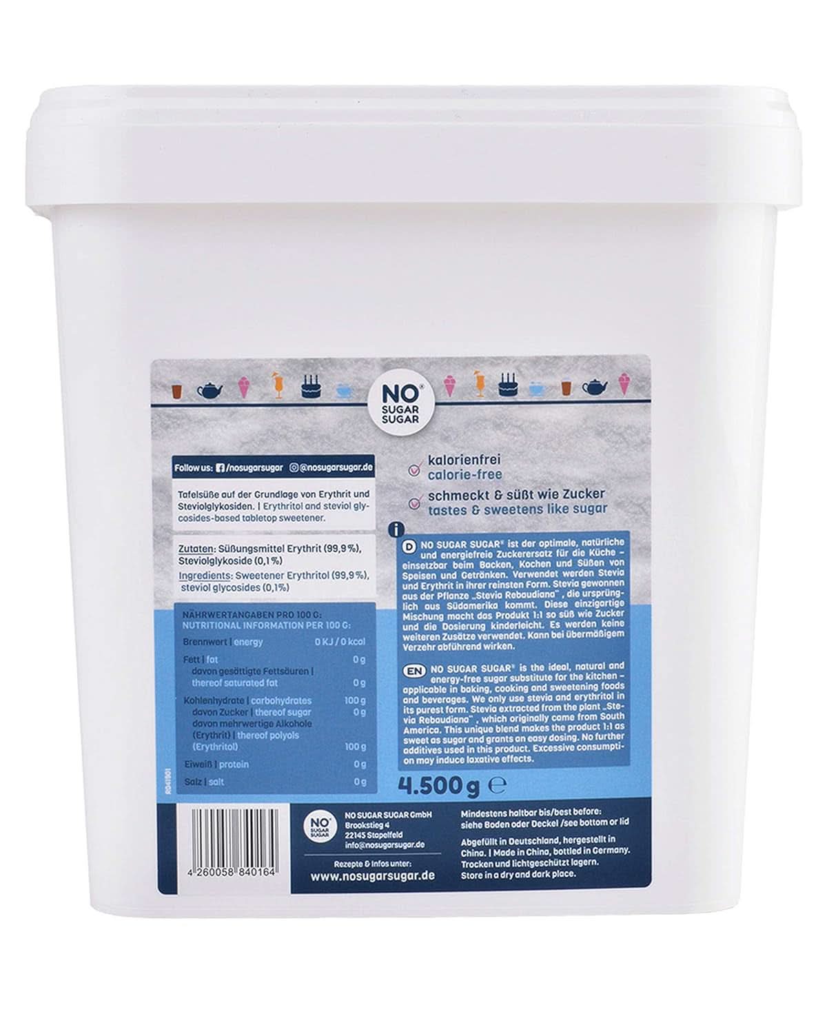 NEM CUKOR, Eritrit + Stevia Természetes cukorpótló kalória nélkül 1:1 édesség a cukorhoz képest, íz nélkül, 4,5 kg Édesítőszerek Naty Shop