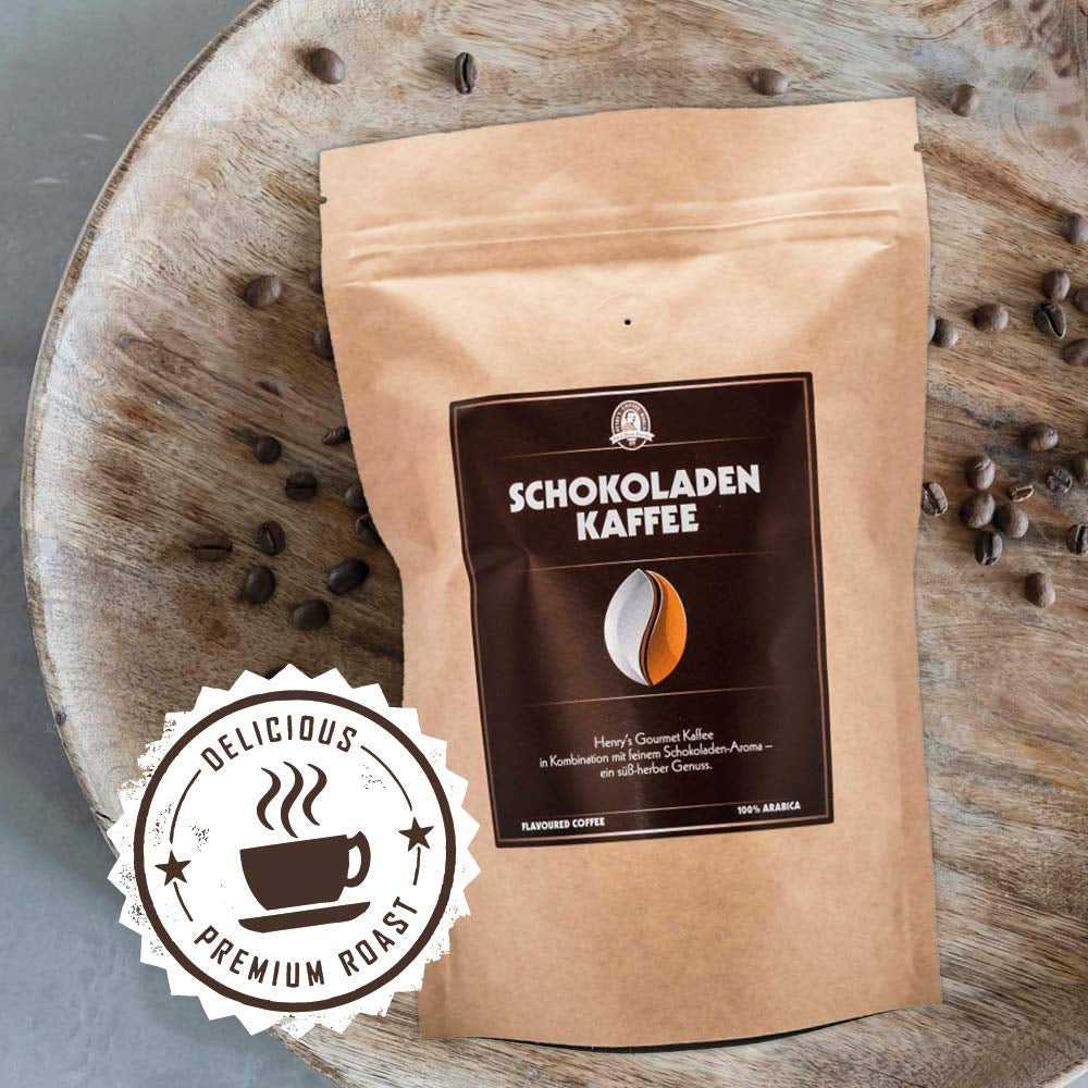 Henry´s Schokoladen Kaffee 1000g - Gourmet Kaffee mit feinsten Aromen verfeinert - handwerkliche Röstung - Premium Kaffeebohnen