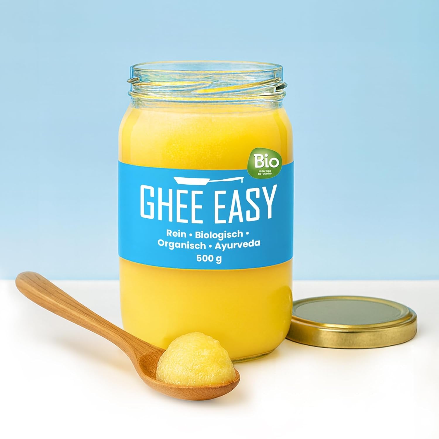 Ghee Easy 850g Ghee Bio von Grasgefütterten Kühen - Ghee Butter ohne Zusatzstoffe - Zertifiziert Organisch & Biologisch - Hochreines Ayurveda Ghee ohne Laktóz és glutén - 100% Europäisch