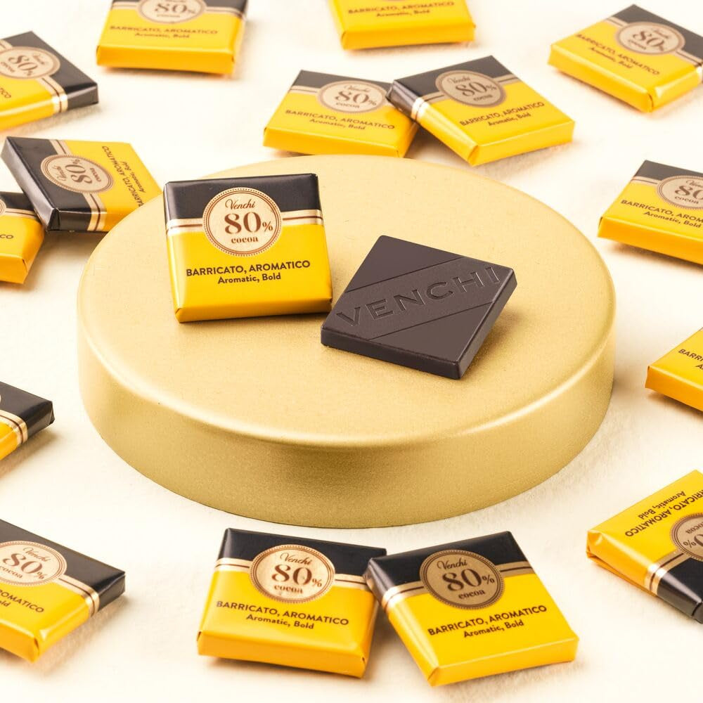 Venchi - Granblend Extra Bitter Barrique 80%, 1 kg - Csokoládé válogatott kakaó keverékekkel - Gluténmentes - Vegán