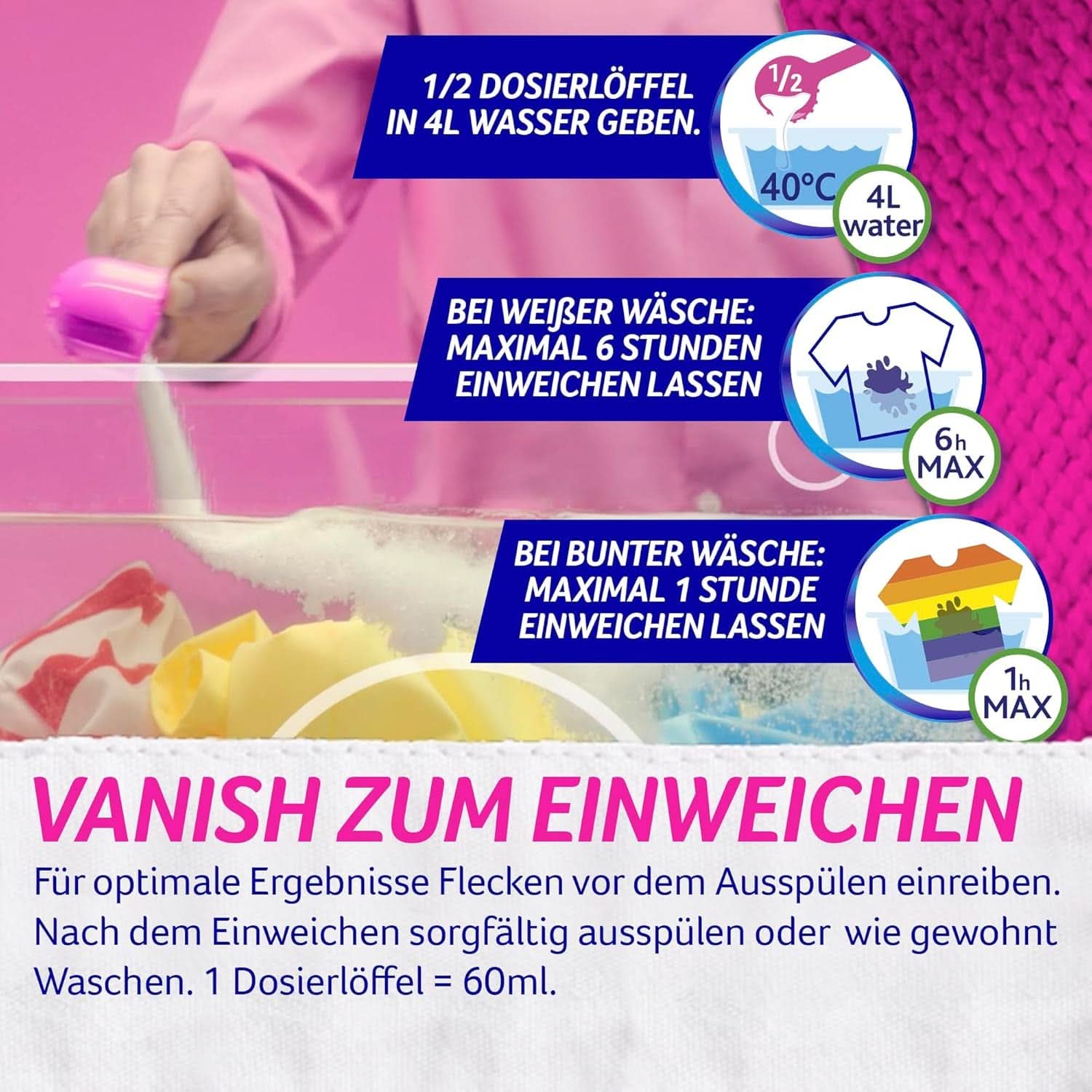 Vanish Oxi Action Powder Pink - 1,125 kg - klórmentes folteltávolító és mosodajavító por - színes ruhákhoz Mosószerek Naty Shop