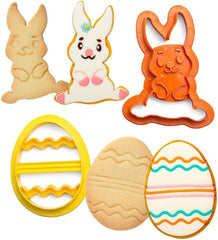 0255060 Formă de biscuiți din plastic, iepure și ou decorat