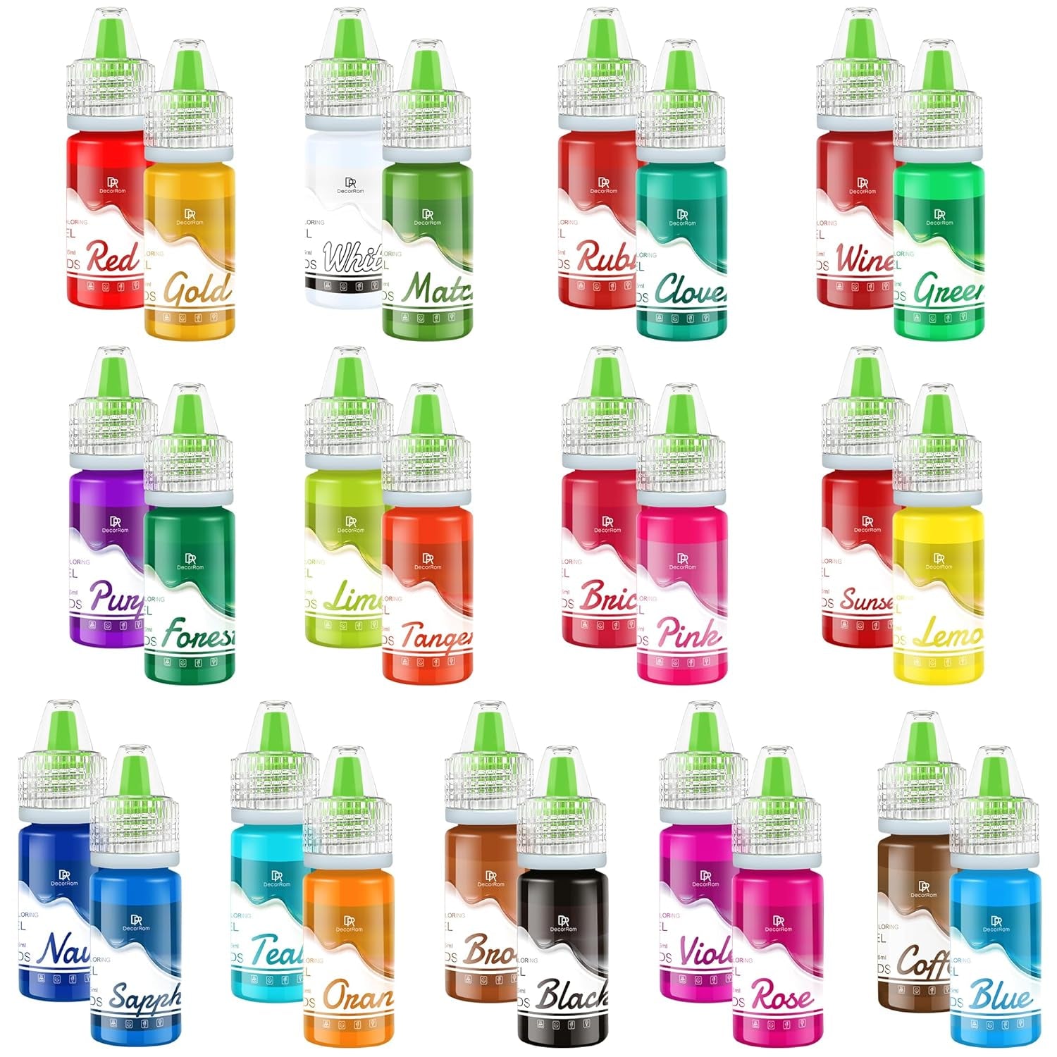 Lebensmittelfarbe Gel - 12 Farben Konzentrierte Gel Lebensmittel Farben Für Kuchen Dekoration, Backen, Kekse, Macaron - Zuckerfrei Food Coloring Für Getränken, Tortendeko, DIY Slime, Osterei - 10Ml Je Naty Shop 6 Ml (26Er Pack)