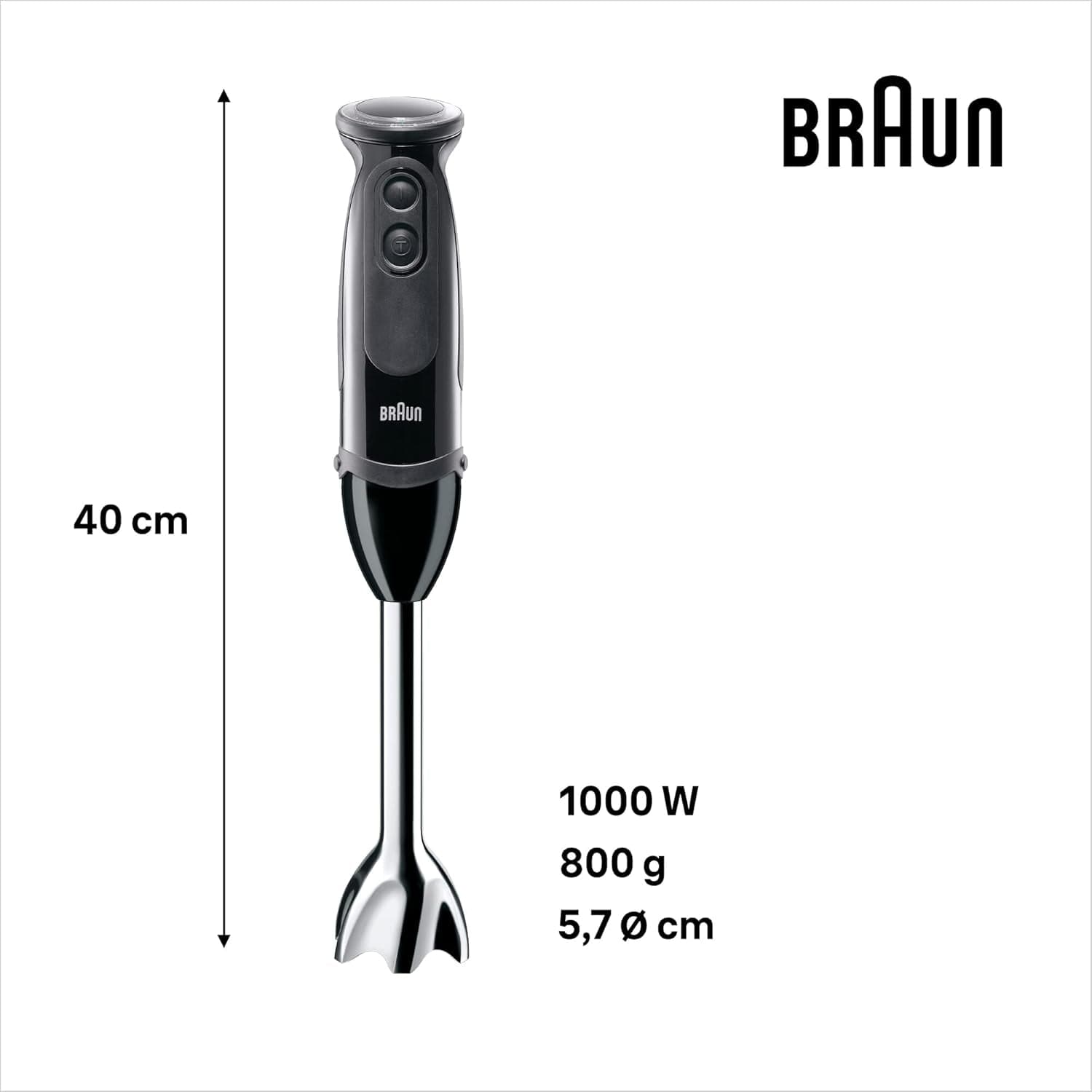 Braun Háztartási Multiquick 5 MQ 5237 BK Állványkeverő 0,5 L Állványkeverő Schwarz 1000 W Kitchen Naty Shop