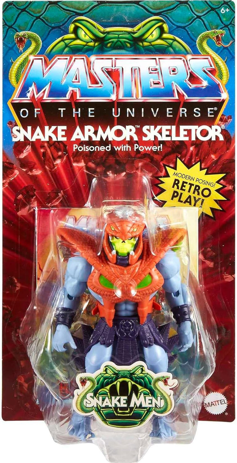 MASTERS of the UNIVERSE Snake Armor Skeletor - 16 articulații mobile, ambalaj retro, mini carte de benzi desenate, pentru copii 6+ și colecționari adulți, HKM68 Action figures Naty Shop