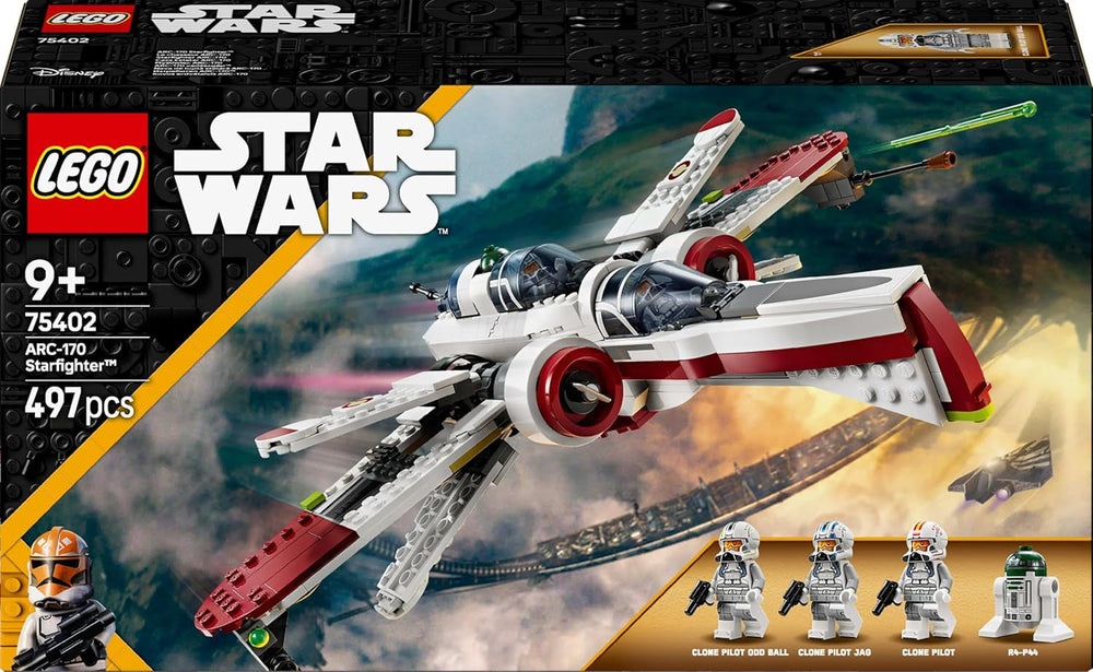 LEGO Star Wars 75402 ARC-170 Starfighter játék 4 minifigurával, beleértve a klónpilótát és az R4-P44 droidot, gyűjtői tárgyat, ajándékot a Sith-rajongók bosszújához, valamint 9 évesnél idősebb fiúk és lányok építőkészletei Beuche den LEGO-Store