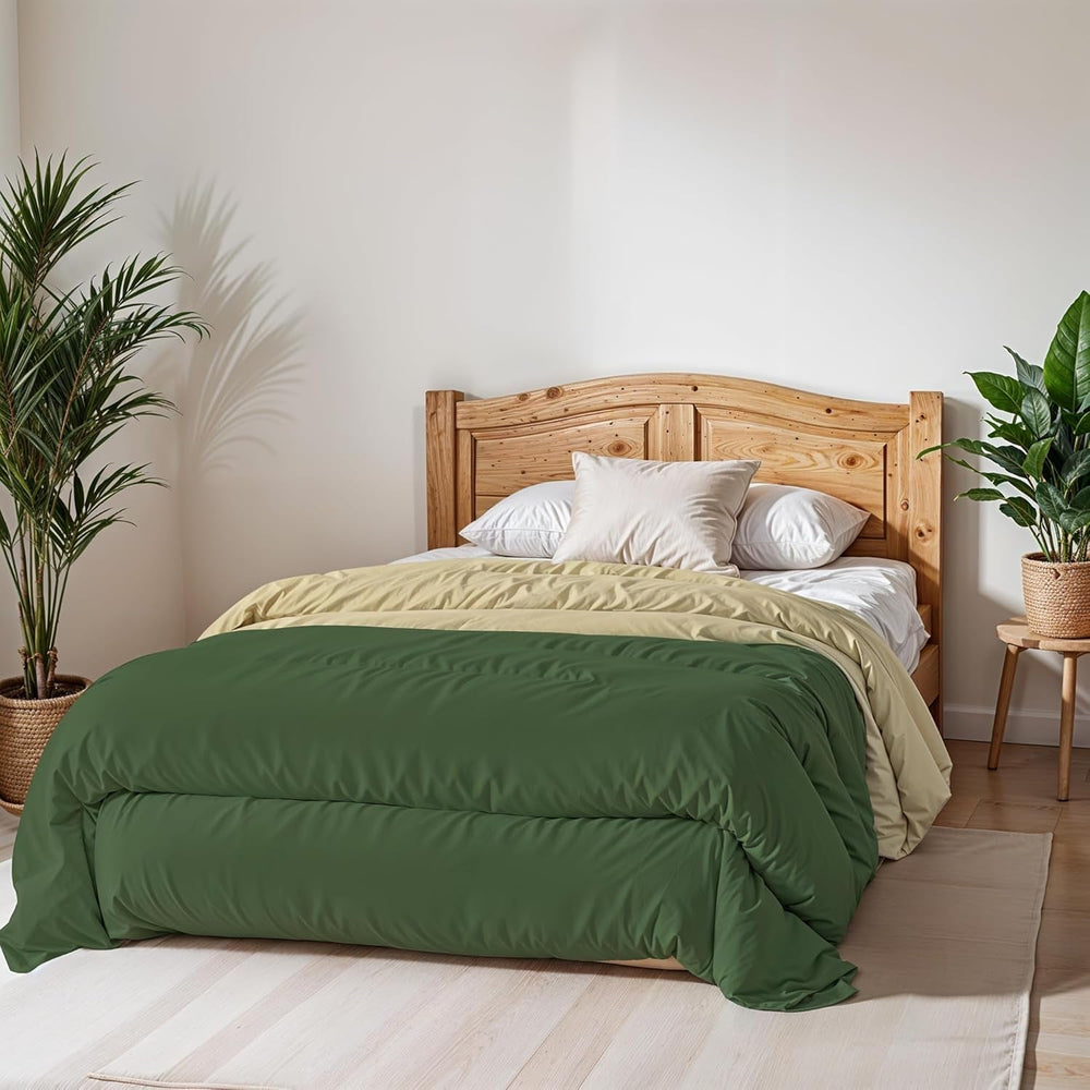 Alap téli paplan, sima és bélelt, sötétzöld/krém, 200X245Cm Paplanok és paplanok Naty Shop