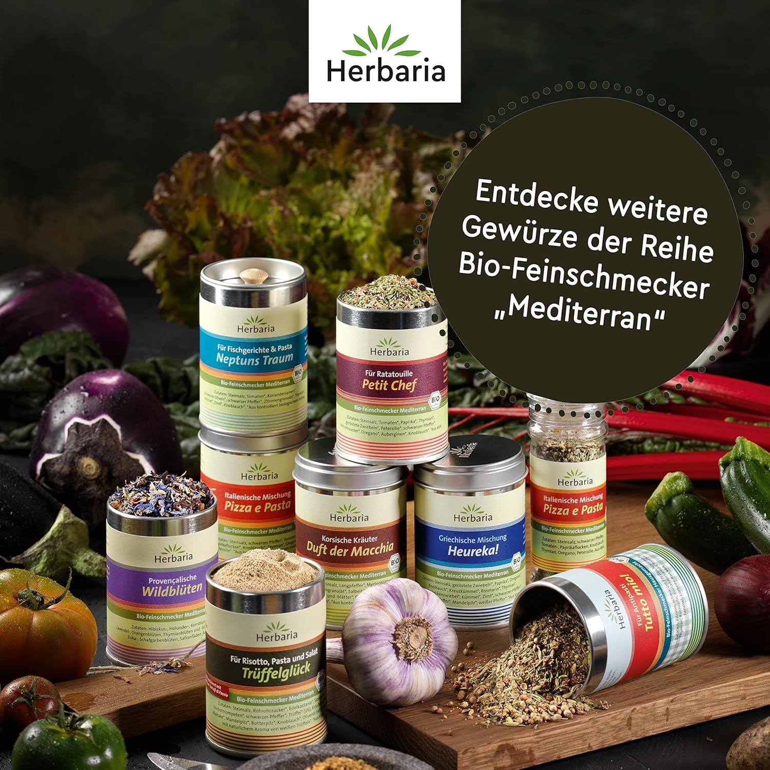 Herbaria Trüffelglück bio 110g M-Dose - Fertiges Bio-Pilz- & Trufflegewürz für intensiv-köstliche Gerichte - mit erlesenen Ingredient - in nachhaltiger Aromaschutz-Dose