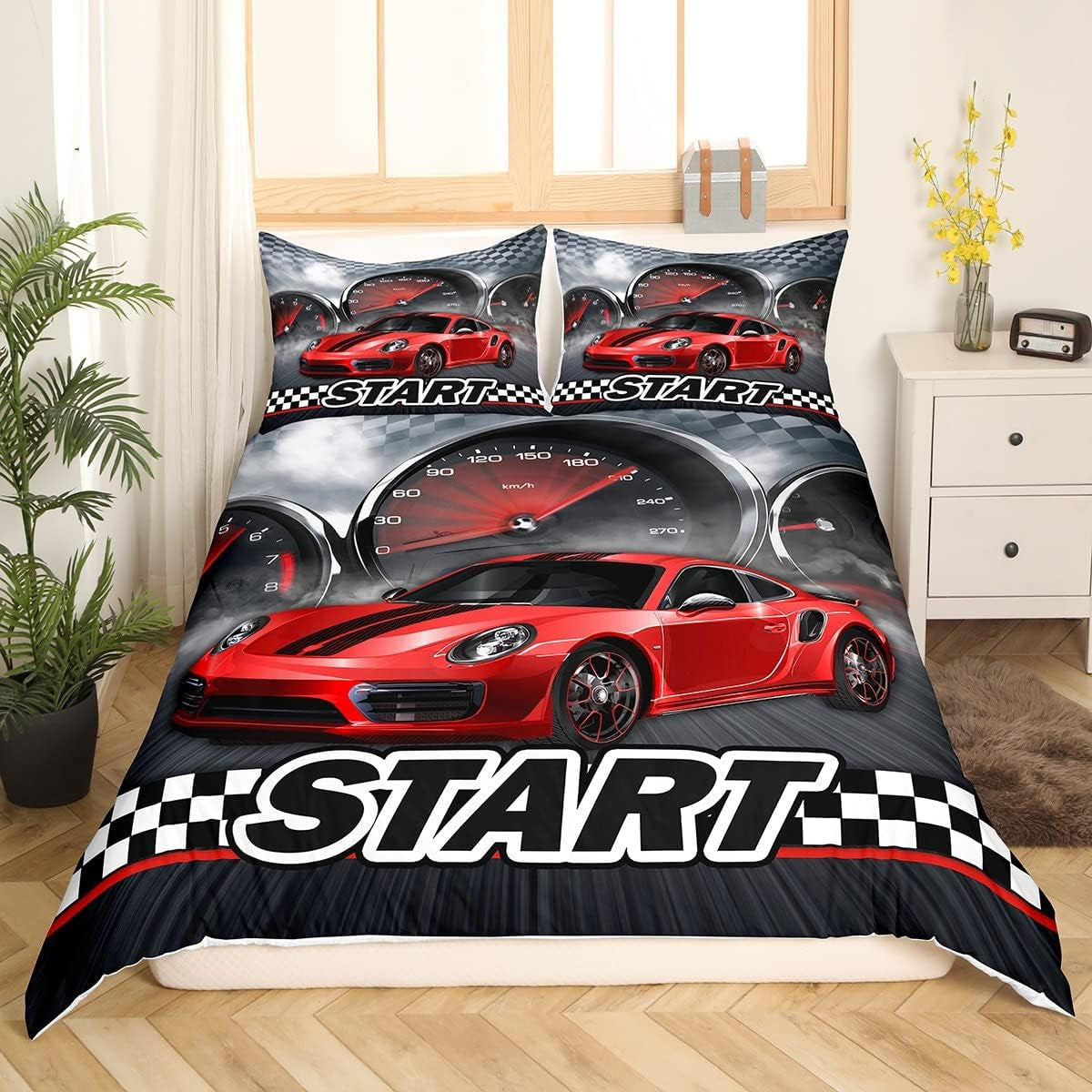 Jungen Cartoon Auto Bedtuchen Set 135X200,Kinder Bau Fahrzeuge Tröster Abdeckung Für Kind Kleinkind Teens,Dinosaurier Bettbezug,Traktor Maschinerie Bagger Bettdecke Abdeckung,Lkw Autos Bedtuchen Naty Shop Multi 7*24028*8*240280