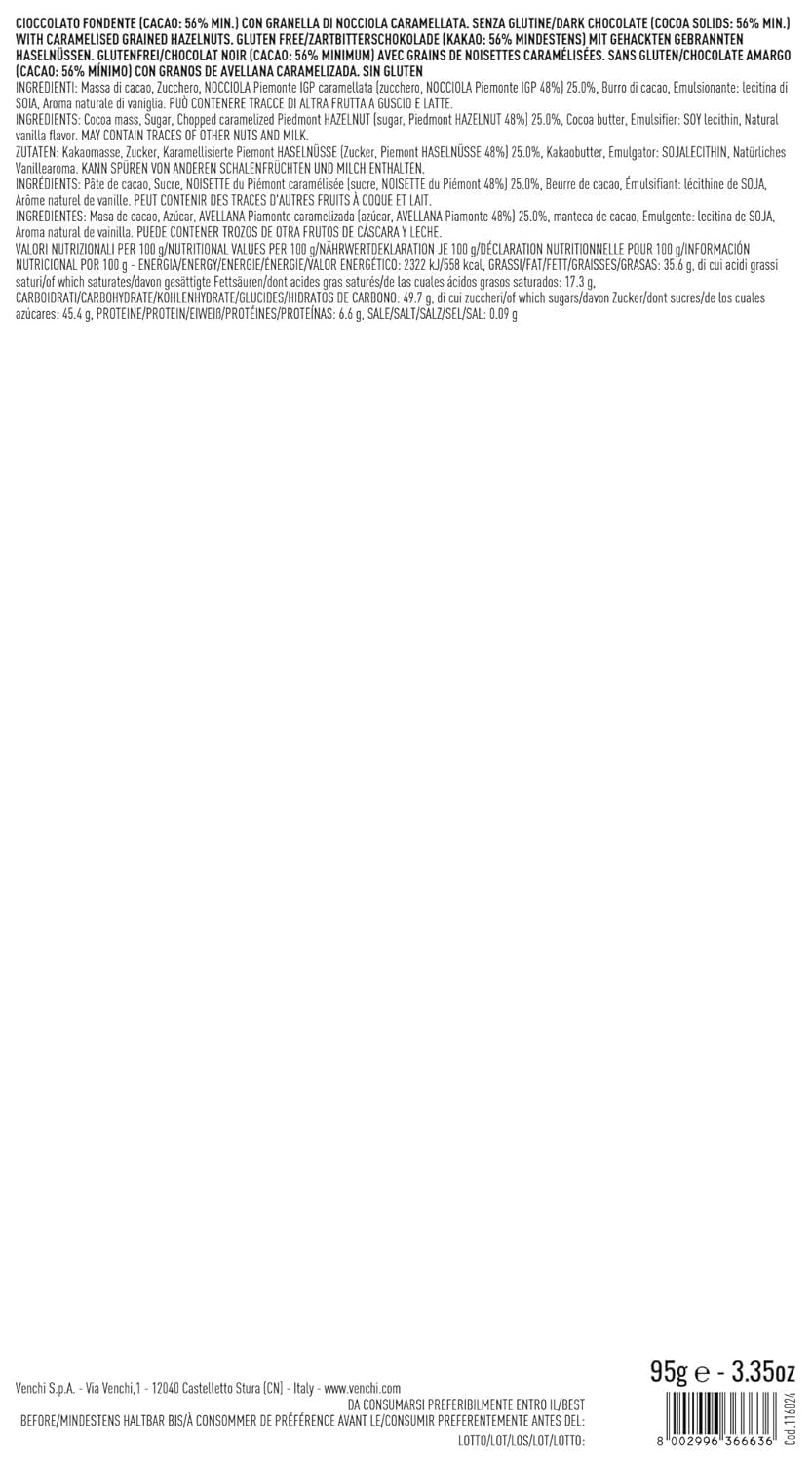 Venchi tejcsokoládé egész OFJ piemonti erdei mogyoróval, 100g - gluténmentes