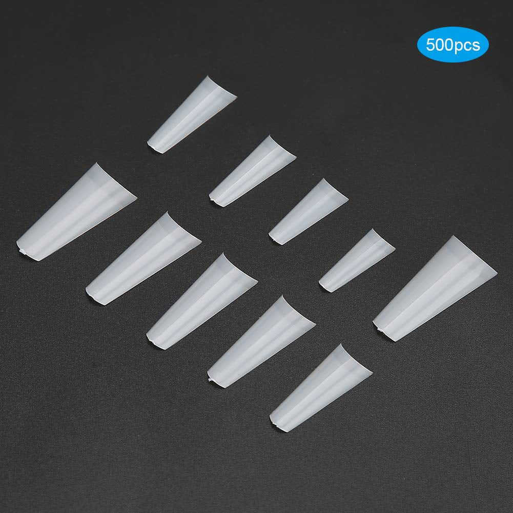 500 de bucăți de vârfuri de unghii false, vârfuri de unghii naturale artificiale franceze pentru manichiură, L, unghii false DIY, gel UV oval, accesorii pentru unghii pentru femei și fete (culoare naturală)