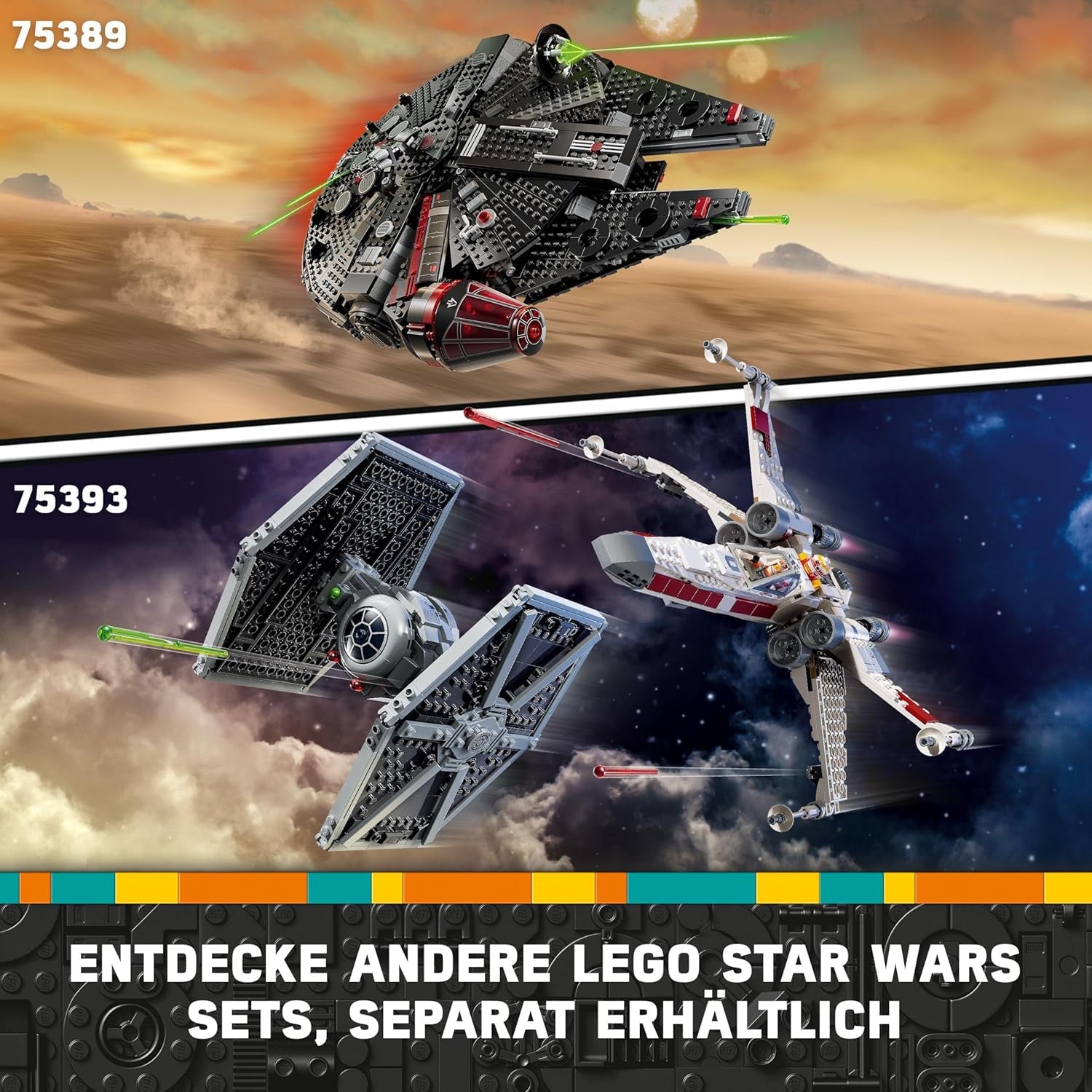 LEGO Star Wars Dark Millenium Falcon, Csillaghajó készlet, Építőjáték gyerekeknek, Születésnapi ajándék fiúknak, lányoknak és rajongóknak, Kalandjáték 75389 Építőkészletek Besuche den LEGO-Store