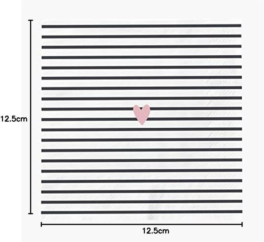 Șervețele Grafik-Werkstatt cu dicton 20 bucăți 25 cm X 25 cm Inimă albă-neagră (pachet cu 2)