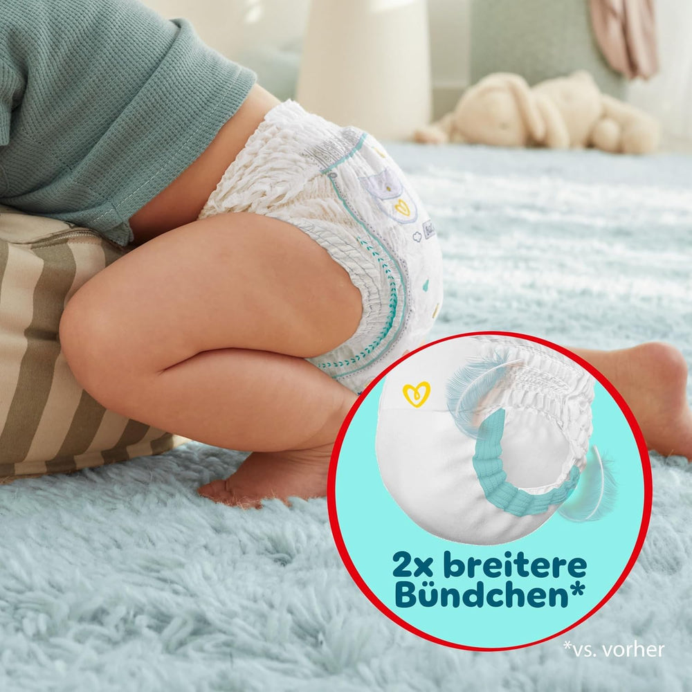 Pampers Premium Protection Pants Größe 6, 78 Windeln, 13kg-19kg, Mit 360° Fitform, 2x breiteren Bundchen als vorher für Komfort & Schutz + 10 Stück Pampers Aqua Baby-Weuchttücher enthalten
