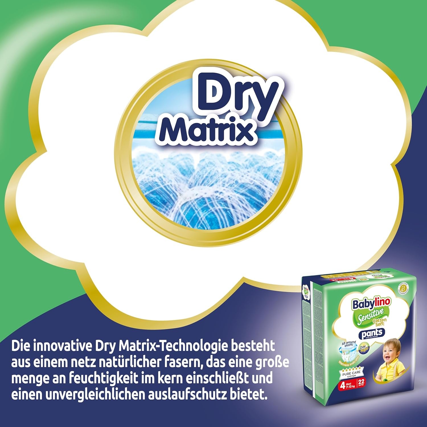 Pelenkák Sensitive Cotton Soft, 4-es méret, Pants Maxi (7-13 kg), 22 db