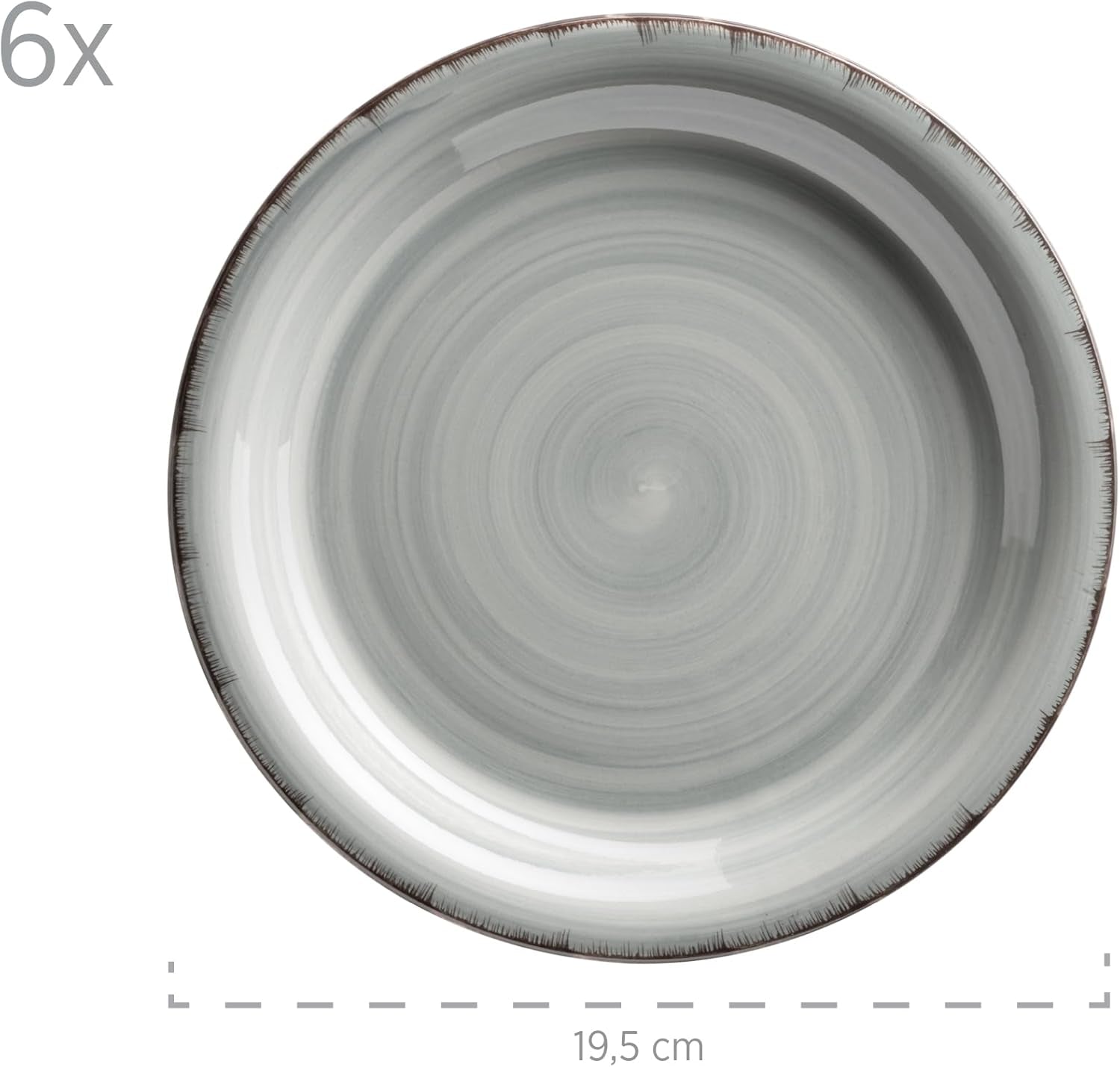 MÄSER 931875 Bel Tempo II, Set de veselă pentru 6 persoane cu aspect vintage modern, Serviciu de masă cu 18 piese, Veselă ceramică pictată manual, Gresie, Albastru fumuriu