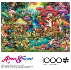 Buffalo Games - Aimee Stewart - Vidám gombás falusi piknik - 1000 darabos puzzle felnőtteknek, kihívást jelentő puzzle, tökéletes játék estékre - Kész méret 26,75 X 19,75 cm Puzzle Naty Shop