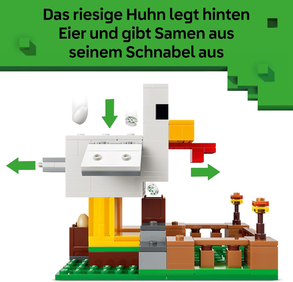 LEGO Minecraft Hühnerfarm - Spielzeug zum Bauen mit Hühner Fan Minifigur, Baby Zombie és Fuchs Figuren - Set mit Minecraft Figur - Gamer Geschenk für Jungen und Mädchen ab 7 Jahren - 21585