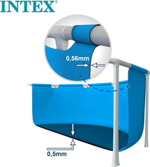 Négyszögletes keretes medence - Aufstellpool, kék - 220 x 150 x 60 cm és Oberflächenskimmer - Deluxe Oberflächenskimmer zur Wandmontage - Hängeskimmer, szürke
