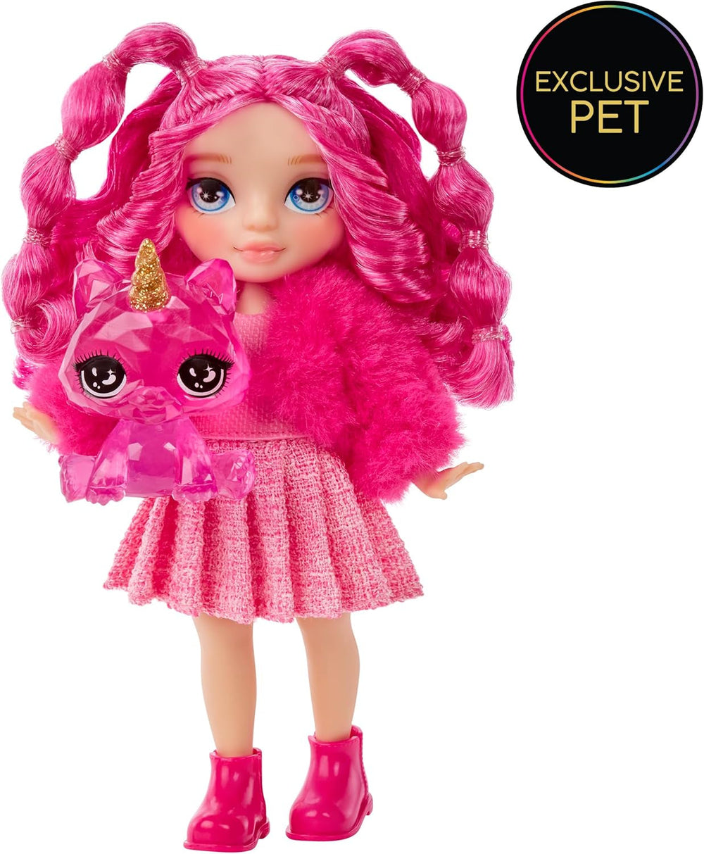 Rainbow High Littles - Magenta Monroe - Kleine, Bewegliche Modepuppe - Rosa 14 cm Große Puppe mit Handtasche und Magischem Kätzchen - für Kinder und Sammler