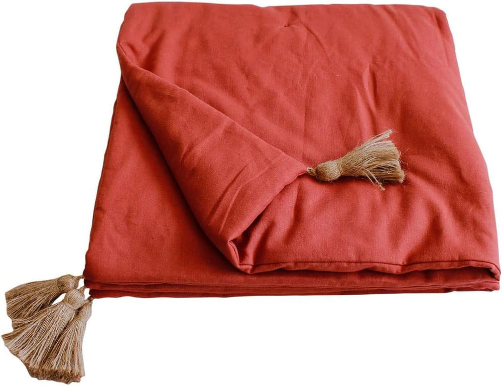 Élvezze otthon - Terrakotta takaró 4 juta bojttal - 90 x 190 cm - 100% pamut - Öko-Tex - Panama Collection Paplanok és paplanok Naty Shop Alapértelmezett cím