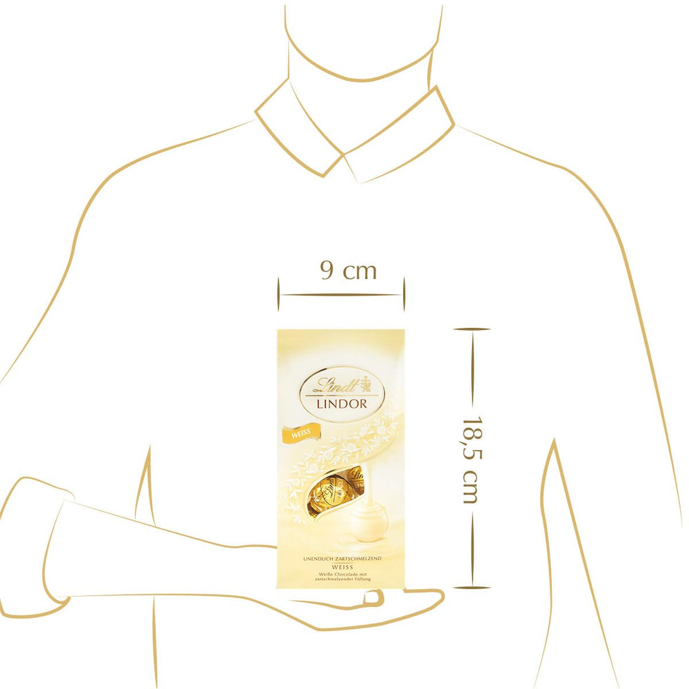 Lindt fehér csokoládé golyók LINDOR | 137 g-os zacskó | kb. 10 db fehér csokoládé golyó szájban olvadó töltelékkel | Csokoládé ajándékkészlet | Csokoládé ajándékkészlet (2 db-os csomag)