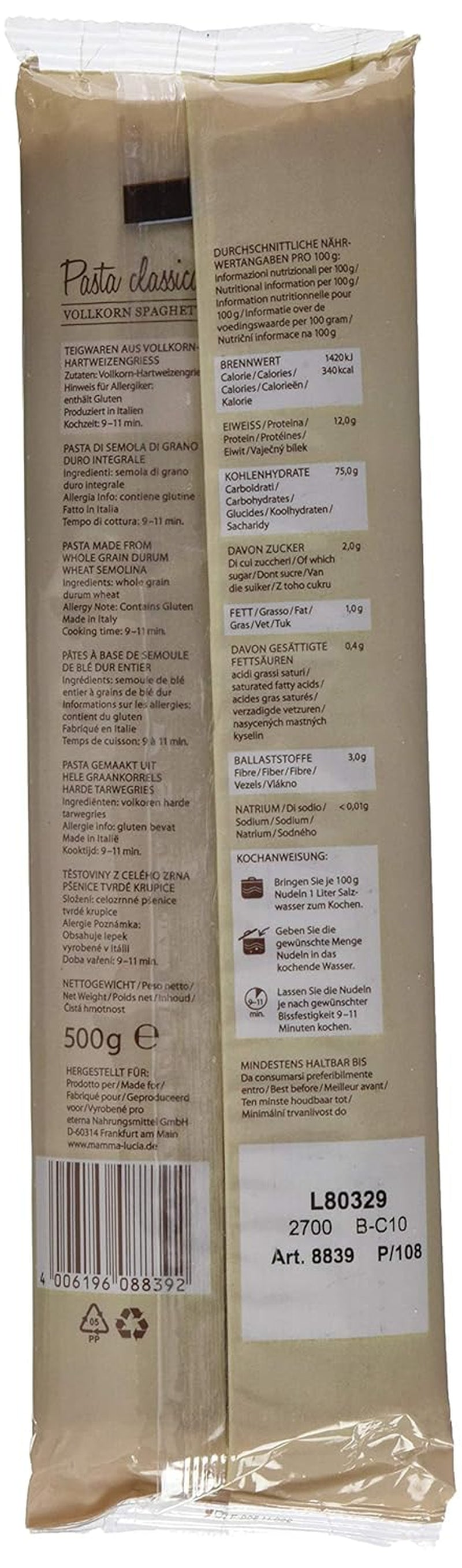 Spagetti egész tészta, 500 g