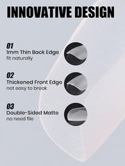 EBANKU 420 bucăți vârfuri de unghii scurte pătrate, vârfuri mate cu acoperire completă, vârfuri moi cu gel, vârfuri transparente pre-lustruite pentru unghii cu gel, vârfuri artificiale pentru extensii de unghii, 15 dimensiuni (scurte pătrate)