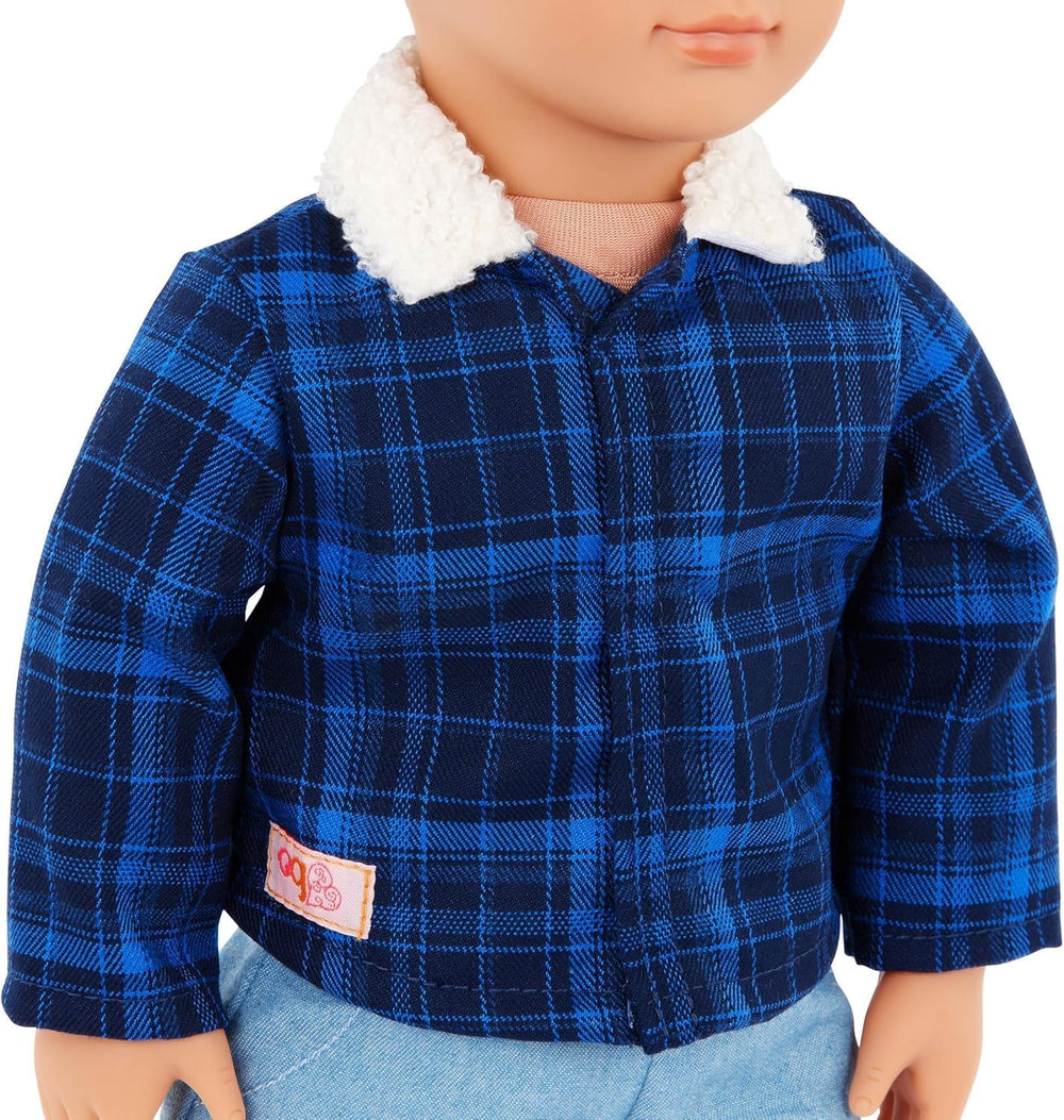 Generációnk - Dustin - 46 cm Junge Puppe - Lebensechte hazelnussbraune Augen und gemwelltes brownes Haar - Outfit im Western-Stil & Country-Hut - Spielzeug für Kinder ab 3 Jahren