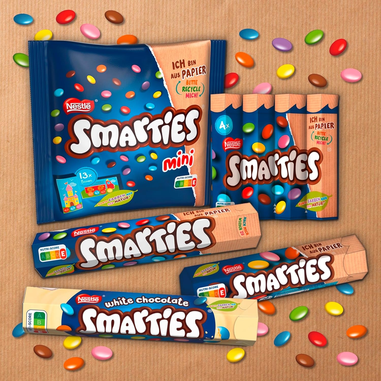 Nestlé SMARTIES Mini, kis lencse tejcsokoládéval, külön csomagolva, 16 db-os kiszerelés (16 x 187 g)
