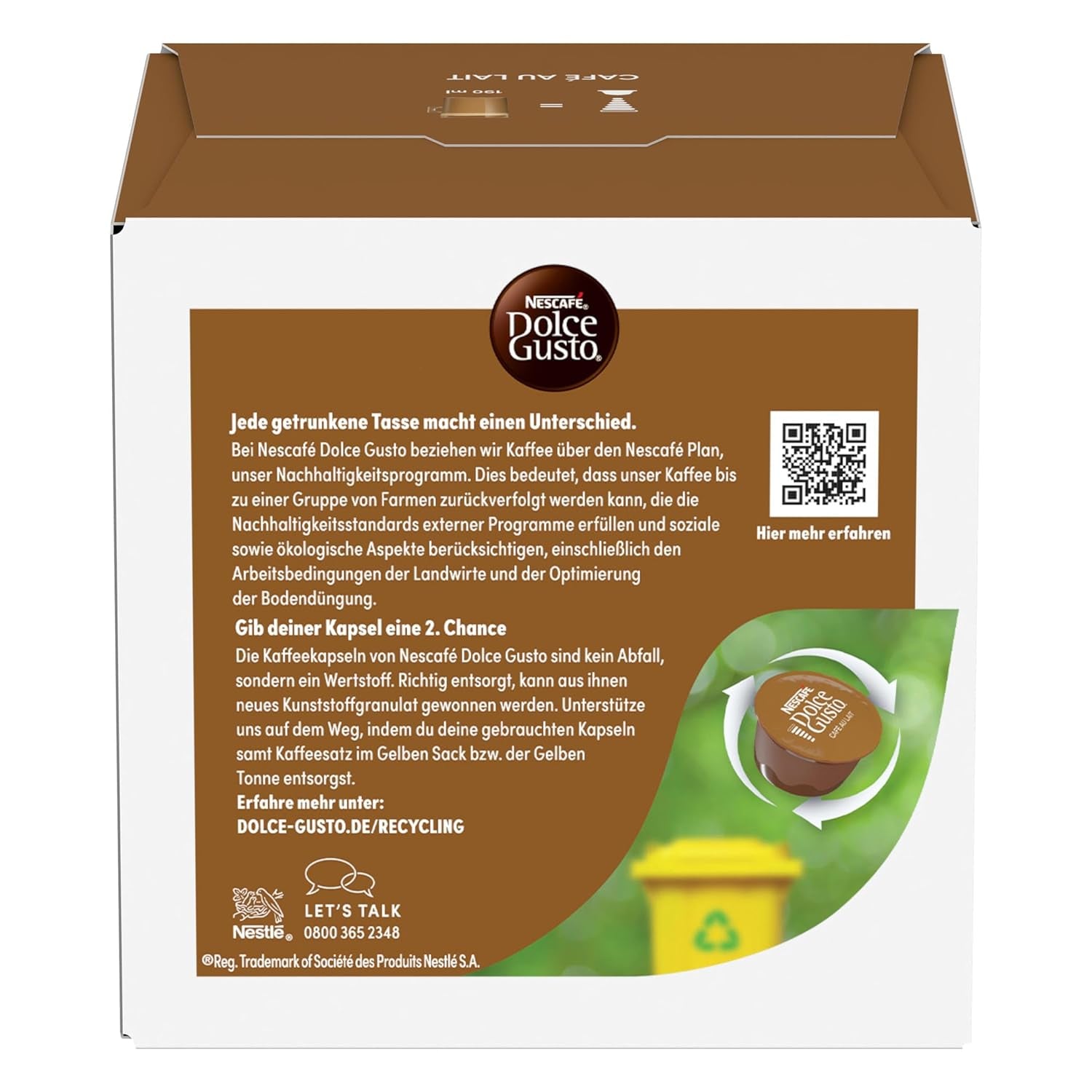 NESCAFÉ DOLCE GUSTO Café au Lait Kaffeekapseln 6er Pack (6 x 16 Kapseln)