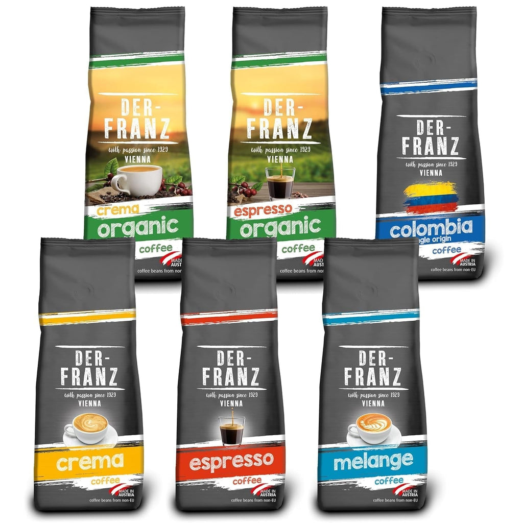 Der-Franz Espresso Organic Coffee, Intensitate 5/5, Arabica și Robusta organice, boabe întregi Cafea Naty Shop 6 x 500 grame Pachet de cafea