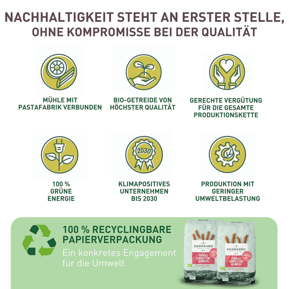 Biotészta Trivelline N.47 - 500g tönkölyliszttel, lencseliszttel és quinoaliszttel - Gazdag fehérjében, rost- és fehérjeforrás