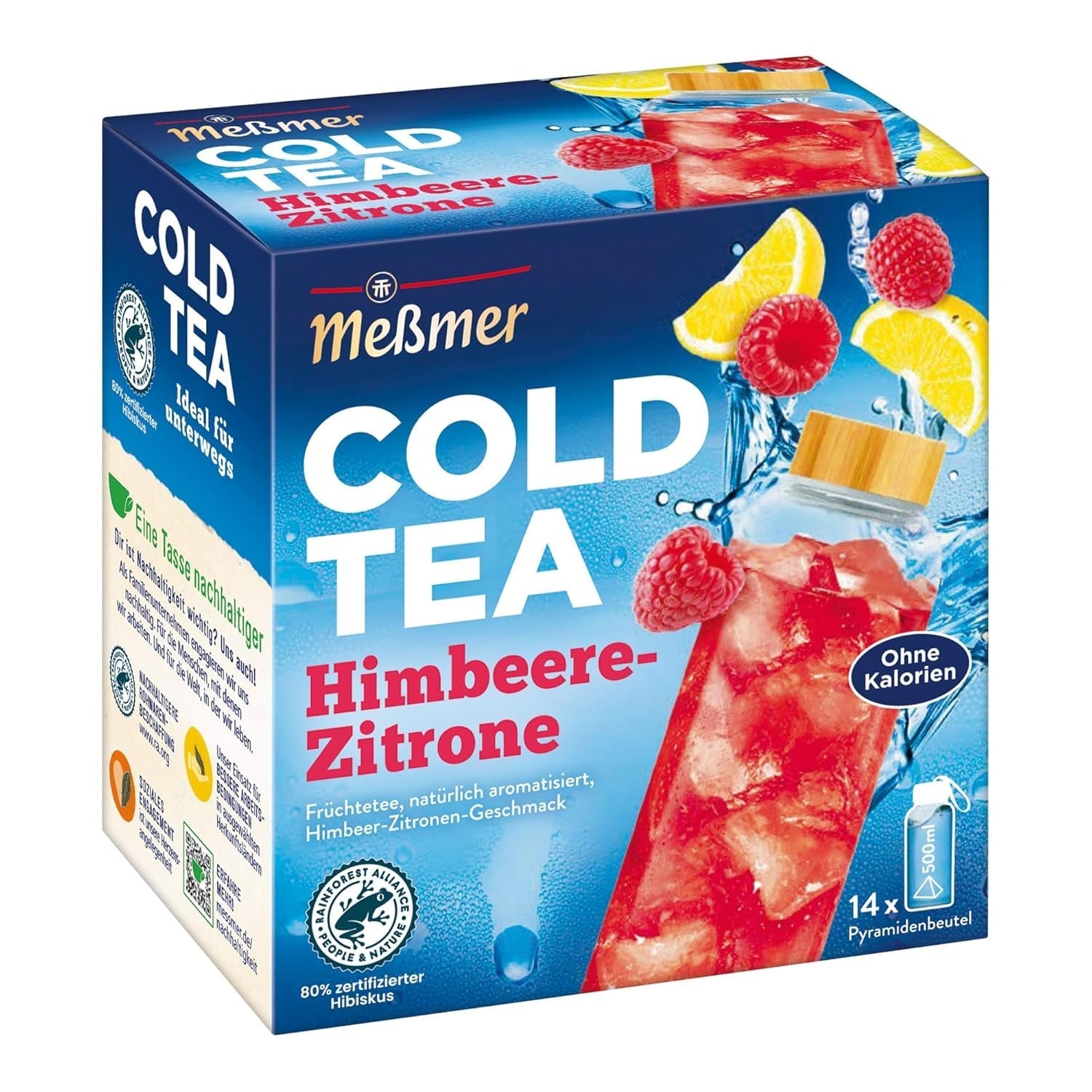 Meßmer Cold Tea Sommer-Beere | 14 pliculețe piramidale | Fără gluten | Fără lactoză | Vegan